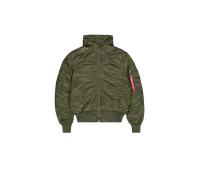 Alpha Industries MA-1 Hooded Bomber Jacket for Men Size L - dark green