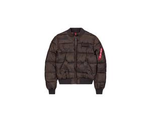 Alpha Industries MA-1 Puffer Bomber Camo Bomber Jacket Winter Jackets for Men Size M - dark olive camo