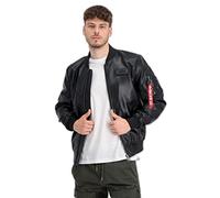 Alpha Industries MA-1 VF Vegan Leather Light Bomber Jacket Leather Jackets for Men Size XL - black