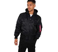 Alpha Industries MA-1 Zip Hood Backprint Bomber Jacket - Black/White