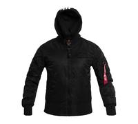 Alpha Industries MA-1 Zip Hood Backprint Bomber Jacket - Black/White