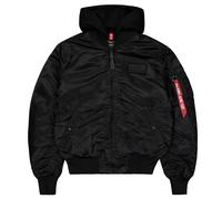 Alpha Industries MA-1 Zip Hood Backprint Bomber Jacket - Black/White