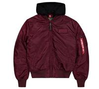 Alpha Industries MA-1 Zip Hood Backprint Bomber Jacket - Dark Cherry