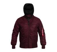Alpha Industries MA-1 Zip Hood Backprint Bomber Jacket - Dark Cherry