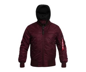 Alpha Industries MA-1 Zip Hood Backprint Bomber Jacket - Dark Cherry