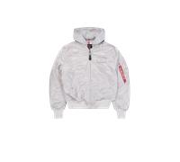 Alpha Industries MA-1 Zip Hood Backprint Bomber Jacket for Men Size XL - pastel grey