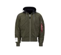 Alpha Industries MA-1 Zip Hood Print Bomber Jacket for Men Size L - dark olive