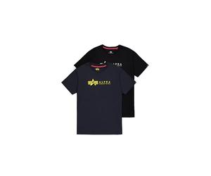 Alpha Industries Men's Alpha Label 2 Pack T-Shirt, Black/Rep.Blue, L