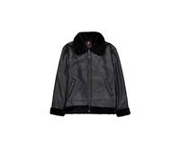 Alpha Industries Mens B-3 Faux Leather Bomber Jacket - Black - Size X-Large