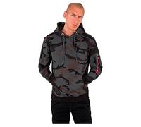 Alpha Industries Men's Back Print Hoody Hooded Sweat Sweatshirt, Black Camo, XXL