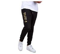 Alpha Industries Men's Basic AI Foil Print Jogging Pants Sweatpants, Black/Yellow Gold, XL
