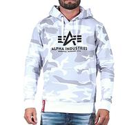 Alpha Industries Men's Basic Hoody Hooded Sweat Sweatshirt, Covering, White Camo, L