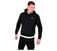 Alpha Industries Men's Basic Hoody Small Logo Hooded Sweat Sweatshirt, Black, XS