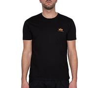 Alpha Industries Men's Basic T Small Logo T-Shirt, Black/Neon Orange, L