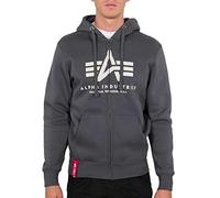 Alpha Industries Men's Basic Zip Hoodie Hooded Sweatshirt, Greyblack, L