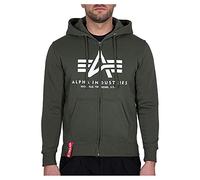 ALPHA INDUSTRIES Men's Basic Zip Hoody Sports Hoodie, DARK OLIVE, XL