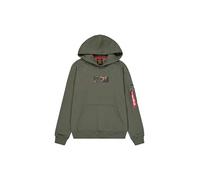 Alpha Industries Camo Panel Hoodie for Men Size L - dark olive