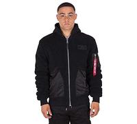 ALPHA INDUSTRIES Men's CWU Zip Hoody Teddy Jacket, Black, L