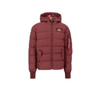 Alpha Industries Mens Hooded Puffer Faux Down Winter Jacket - Burgundy - Size X-Large