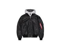 Alpha Industries Men's MA-1 D-Tec Faux Leather Bomber Jacket, Black/Grey, S