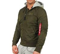 Alpha Industries Men's MA-1 TT Hood Bomber Jacket, Dark Green, L