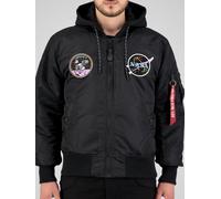 Alpha Industries Mens MA-1 VF Hood Dark Side Bomber Jacket in Black Nylon - Size X-Large