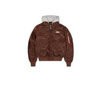 Alpha Industries Men's MA-1 Zip Hood Backprint Bomber Jacket, Powder Brown, L