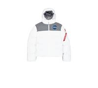 Alpha Industries Mens NASA Holographic Print Winter Jacket - White - Size Medium