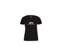 Alpha Industries New Basic Big Logo Foil Print T-Shirt Women for Women Size S - black/gold