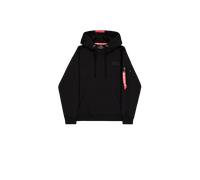 Alpha Industries Men's Red Stripe Hoody Hooded Sweat Sweatshirt, Black, M