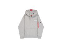 Alpha Industries Red Stripe Hoodie for Men Size M - grey heather