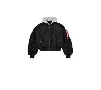 Alpha Industries Short Hooded Light Bomber Jacket Women Bomber Jackets for Women Size M - black