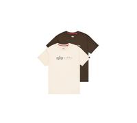 Alpha Industries T 2 Pack T-Shirt for Men Black Olive/Jet Stream White