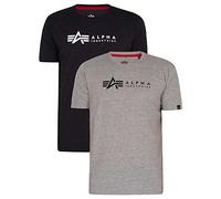 Alpha Industries T 2 Pack T-Shirt for Men Grey.Heat/Rep.Blue