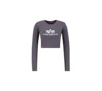 Alpha Industries Women's Basic Cropped LS Long Sleeve Tops, Vintage Grey, M
