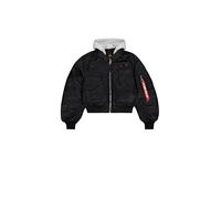 Alpha Industries Women's CWU-45/P Hooded Bomber Jacket, Black, M