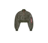 Alpha Industries MA-1 Vintage Cropped Light Bomber Jacket Women for Women Size L - dark olive