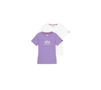 Alpha Industries Women's New Basic BL 2 Pack T-Shirt, White/Violet Storm, XS