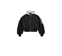 Alpha Industries Short Hooded Light Bomber Jacket Women Bomber Jackets for Women Size L - black
