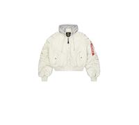 Alpha Industries Women's Short Hooded Light Bomber Jacket, Stone, XL