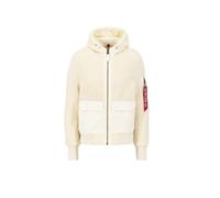 Alpha Industries Womens Zip Hood Teddy Bomber Jacket Women - Off-White - Size Small