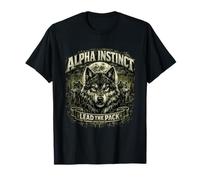 Alpha Instinct Lead The Pack Vintage Green Wolf Graphic T-Shirt