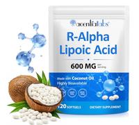 Alpha Lipoic Acid 600mg with Coconut Oil, Premium R-ALA Formula, High Strength Antioxidant Supplement for Cellular Energy & Metabolic Support, Non-GMO, Gluten Free, 120 Softgels