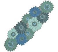 ALPHA Living HOME Bedaed Table Runner- 13x36 Glitz Décor for Farmhouse, Bridal, and Holiday Celebrations Luxury Dining Table Accent, Rustic Chic, Artisan-Made, Modern Floral (Blue)