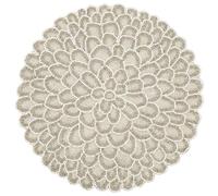 ALPHA Living HOME Handmade Beaded Placemats - 13 Inch Round Dining Table Mats - Elegant Glass Beads with Cotton Backing - Decorative Tableware for Weddings, Holidays, and Home Décor - Silver