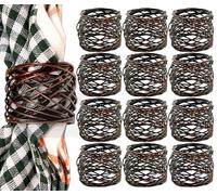 ALPHA Living HOME Napkin Rings Set 12 of Premium 100% Metal, Rust-Resistant Tabletop Décor - Napkin Holders for Family Dinner, Wedding, Party, Decorations, Banquet, Party, Easter - Bronze