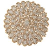 Alpha Living Home Round Table Placemat, 13" Dia, Ivory Gold - Set of 1