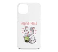 Alpha Male Funny Cat Boba Tea Case for iPhone 13