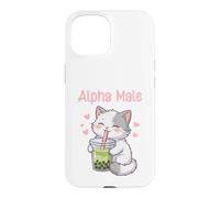 Alpha Male Funny Cat Boba Tea Case for iPhone 15