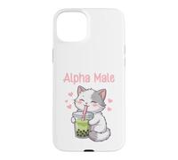 Alpha Male Funny Cat Boba Tea Case for iPhone 15 Plus